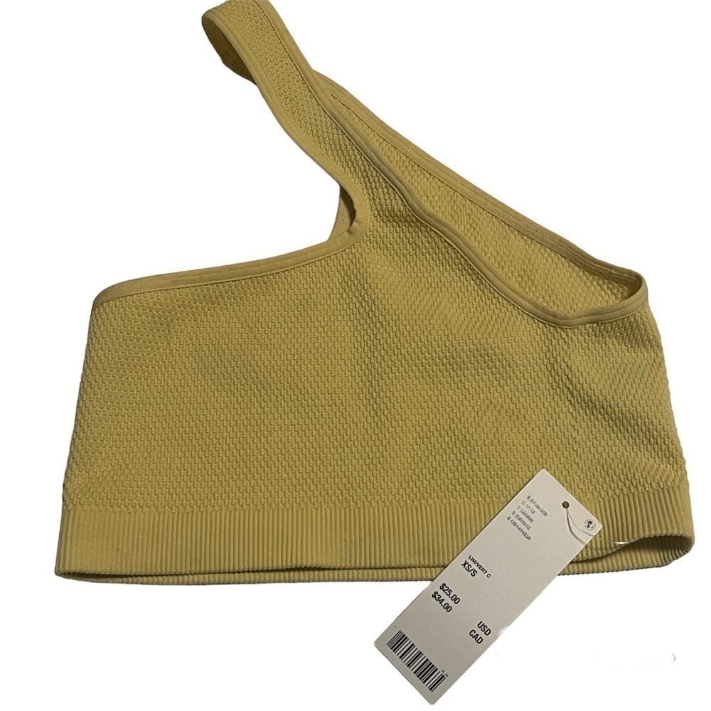 Urban Outfitters Top Yellow XS One Shoulder Pilates Princess Yoga Gym NWT - Picture 7 of 9
